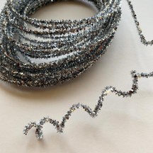Mini Metallic Wired Tinsel Cord in Silver ~ 1/8" wide ~ 10 meter length